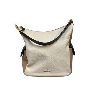 Coach Pebble Leather Cream Multi-Color Shoulder Bag With Gold Hardware
